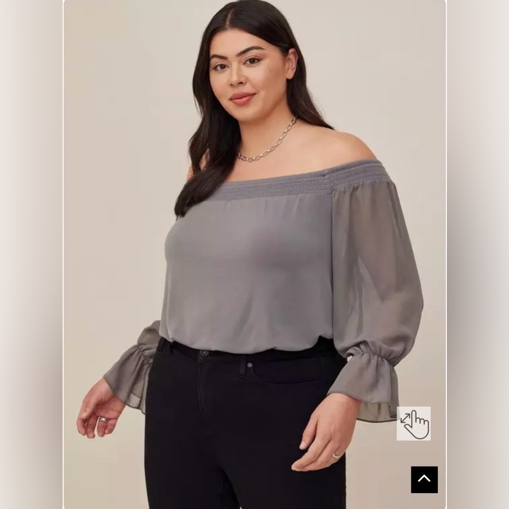 Torrid Off the Shoulder Blouse Size 3X Gray, Flowy NWT